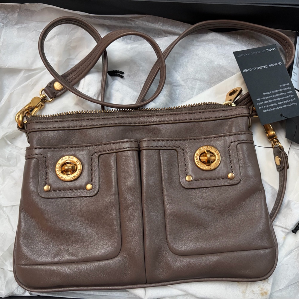 Marc Jacobs Taupe Leather Crossbody Bag
